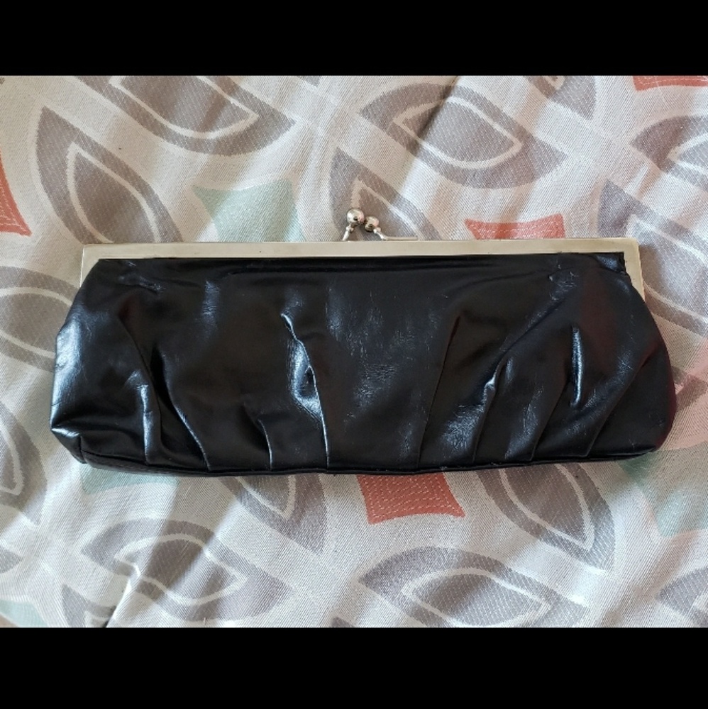 Black Faux Leather Clutch